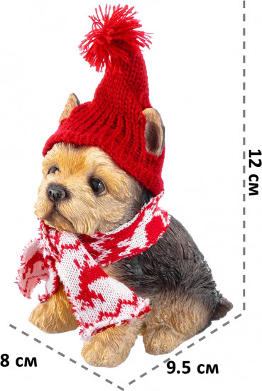 Фигурка декоративная «Рождественский щенок йорк»