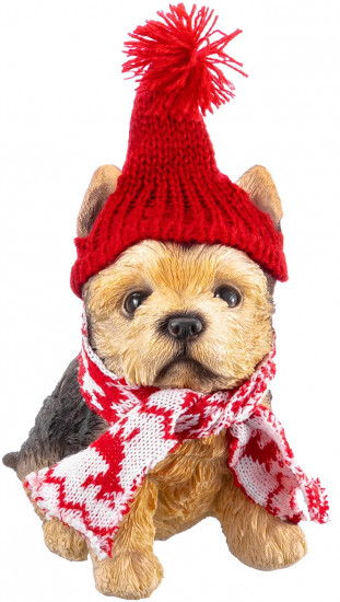 Фигурка декоративная «Рождественский щенок йорк»
