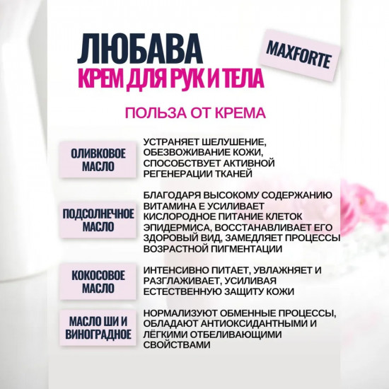 Крем для ухода за кожей рук и тела с ионами серебра «Любава Мaxforte»