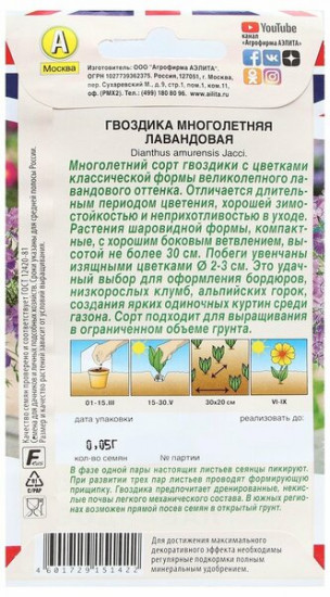 Семена гвоздики многолетней «Лавандовая»