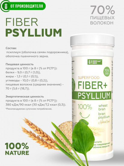 Суперфуд для похудения и очищения Fiber + Psyllium «Клетчатка с псиллиумом»