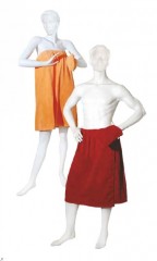 Махровый комплект для сауны гладкокрашеный (накидка + рукавичка, цвет бордовый) - Фото 1