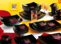 Блюдо прямоугольное Pink Sorbet Black, диаметр 35 см - Фото 1