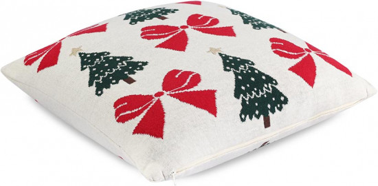 Подушка вязаная с новогодним рисунком «Christmas Bows»