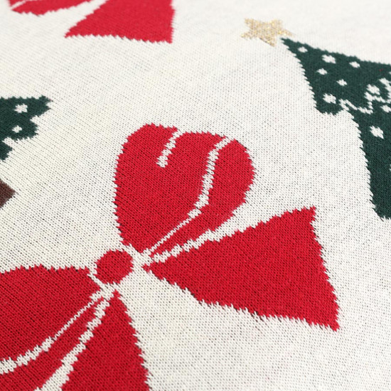 Подушка вязаная с новогодним рисунком «Christmas Bows»