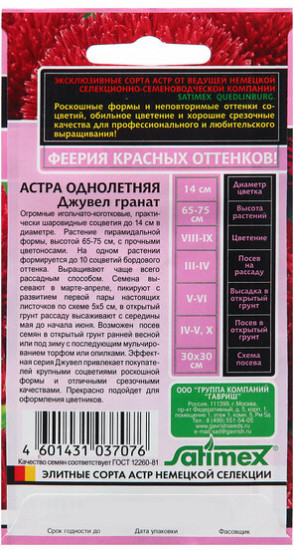 Семена астры «Джувел Гранат