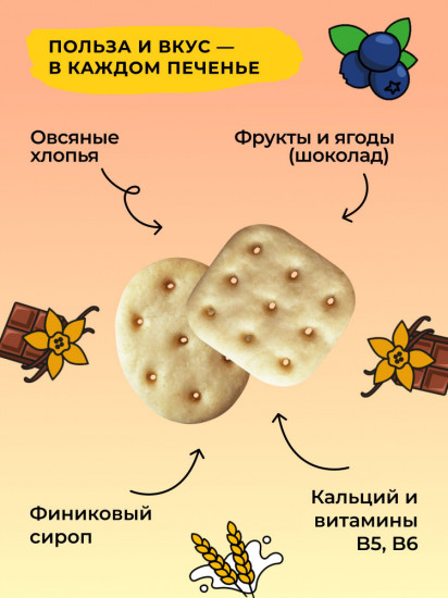 Печенье овсяное без глютена «Черника»