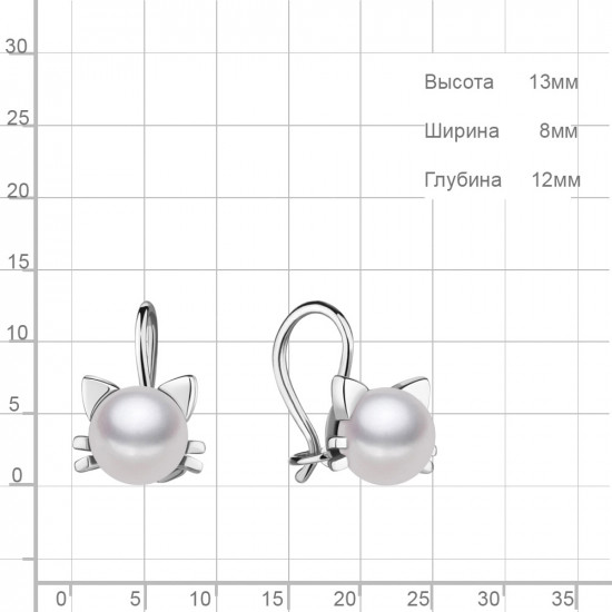 Серьги из серебра с имитацией жемчуга