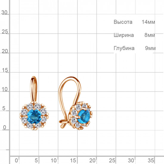 Серьги из золоченного серебра с фианитами