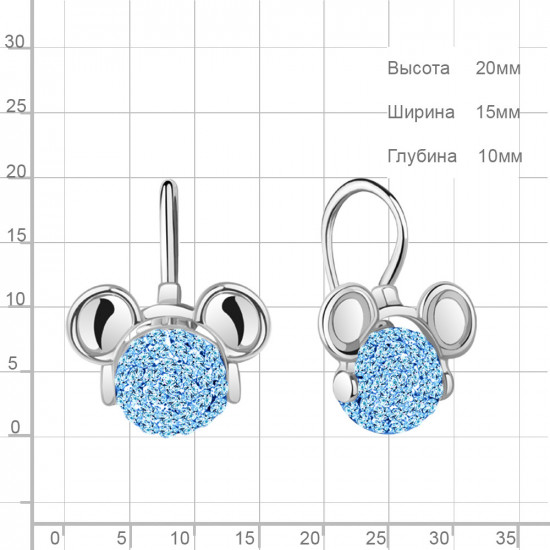 Серьги из серебра со стеклами