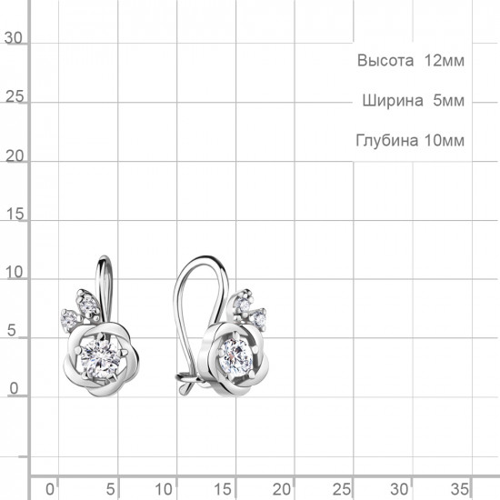 Серьги из серебра с фианитами