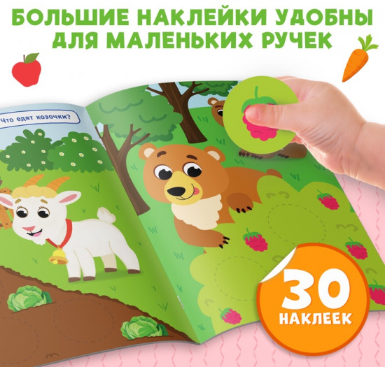 Книжка с наклейками для самых маленьких «Большие кружочки. У кого что на обед?»