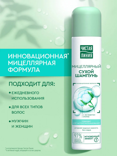 Шампунь сухой мицеллярный для очищение волос с экстрактом хлопка