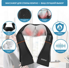 Массажер для шеи и плеч Shiatsu Neck&Shoulde RF-SNM060 - Фото 4