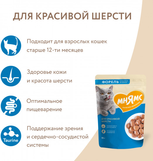 Корм для кошек «Кусочки в соусе с форелью»