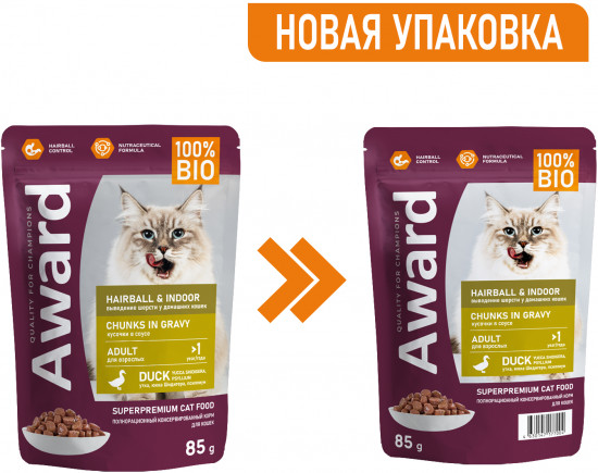 Корм для кошек с уткой в соусе «Hairball & Indoor»