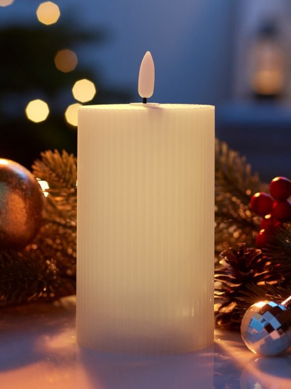 Свеча светодиодная восковая «Белая рифленая»