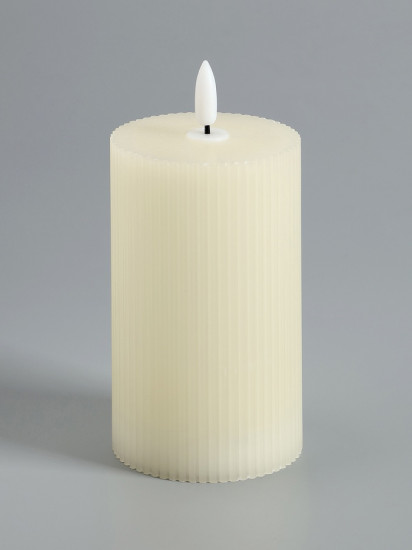 Свеча светодиодная восковая «Белая рифленая»