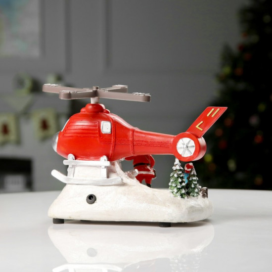 Фигура светодиодная «Вертолёт и Дед Мороз»