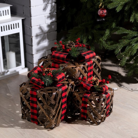 Фигура светодиодная «Коричневые плетёные подарки»