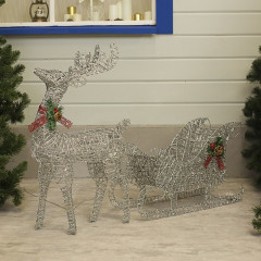 Фигура светодиодная «Олень с санями» - Фото 1