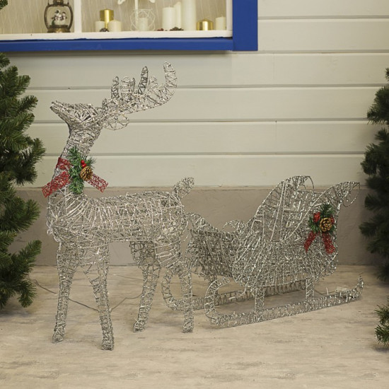 Фигура светодиодная «Олень с санями»