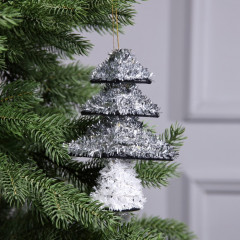 Фигура светодиодная из мишуры «Елочка серебристая» - Фото 1