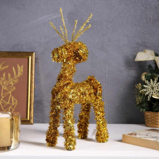 Фигура светодиодная из мишуры «Олень золотистый»