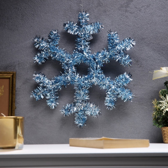 Фигура светодиодная из мишуры «Снежинка голубая»