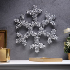 Фигура светодиодная из мишуры «Снежинка серебристая» - Фото 1