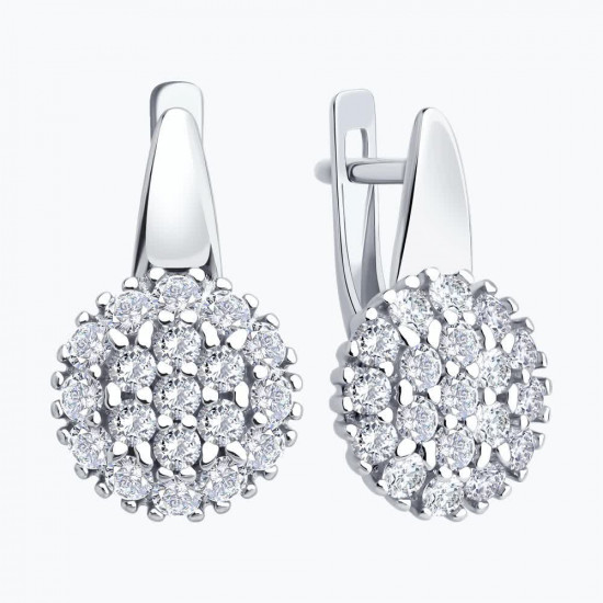 Серьги из серебра с фианитами