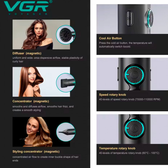 Профессиональный фен для волос VGR V-640 HD