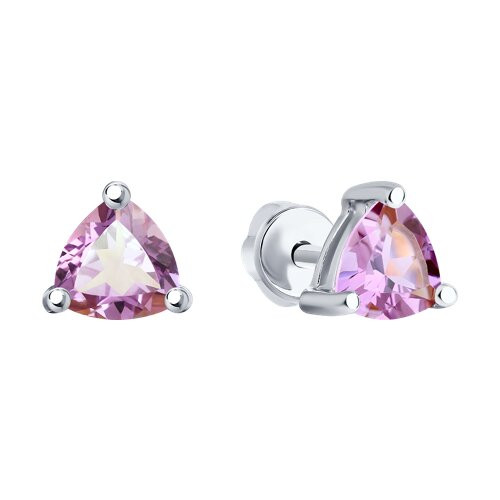 Серьги-пусеты из серебра с аметистами