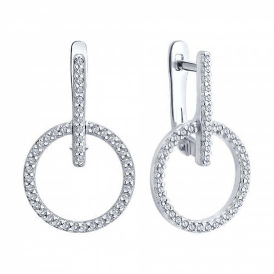 Серьги из серебра с фианитами