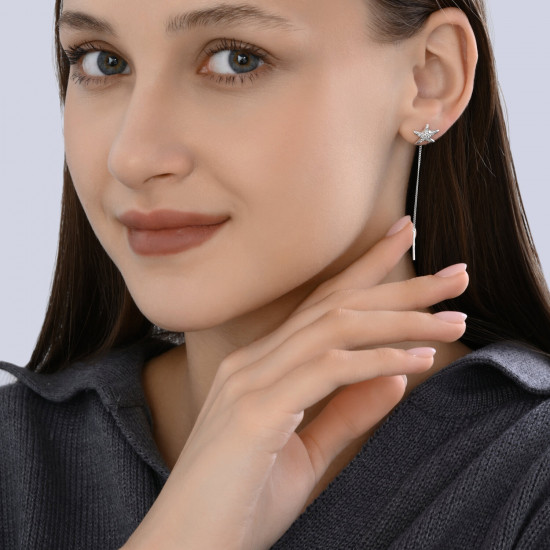 Серьги из серебра с фианитами