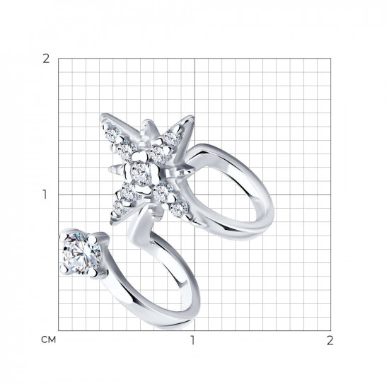 Серьга из серебра с фианитами