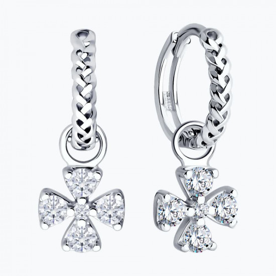 Серьги из серебра с фианитами