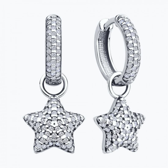 Серьги из серебра с фианитами