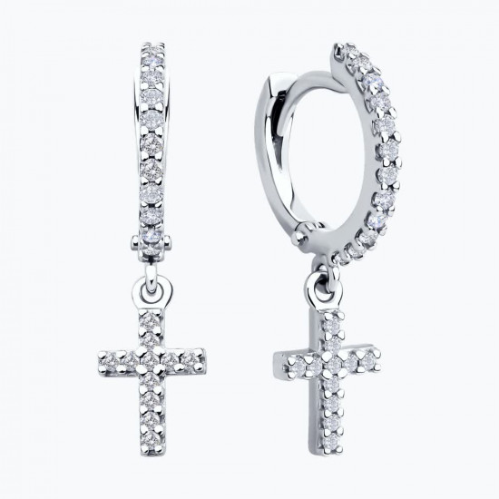 Серьги из серебра с фианитами