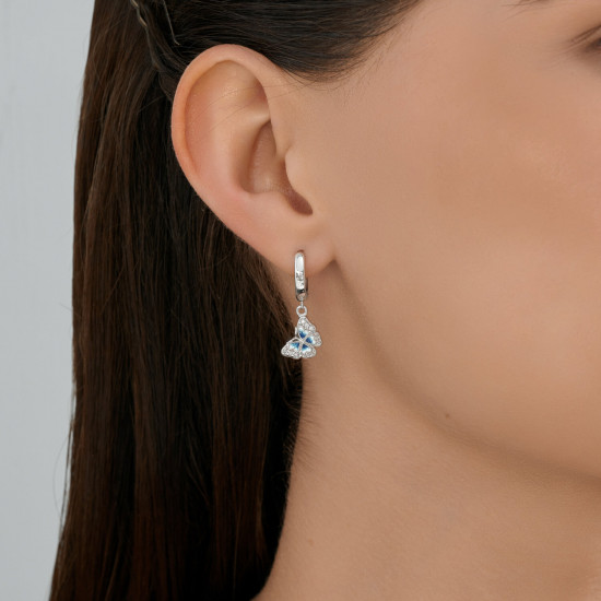 Серьги из серебра с фианитами и эмалью