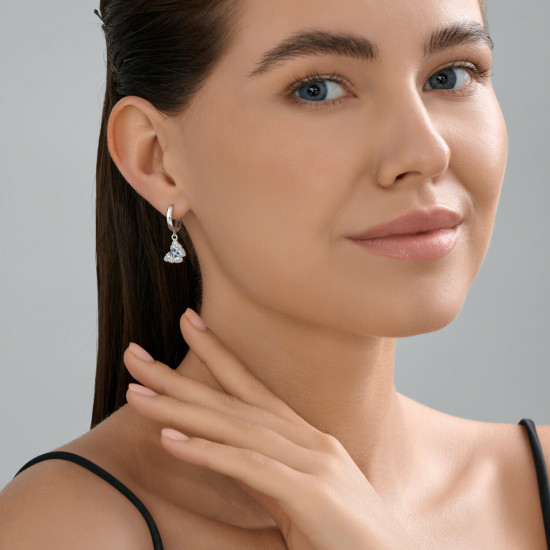 Серьги из серебра с фианитами и эмалью