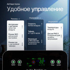 Очиститель воздуха с HEPA-фильтром H13 AirClean Home - Фото 7
