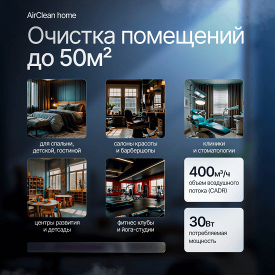 Очиститель воздуха с HEPA-фильтром H13 ТЕХСОЛ AirClean Home