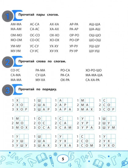 Слоговые таблицы для автоматизации навыка чтения