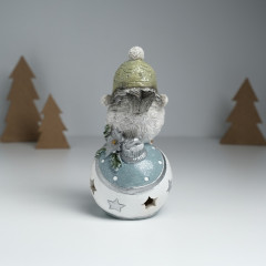 Фигурка светящаяся «Воробышек в шапке сидит на новогоднем шарике» - Фото 4