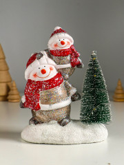 Фигурка светящаяся «Два снеговичка у ёлочки» - Фото 1