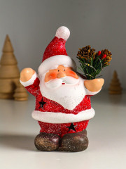 Фигурка светящаяся «Дед Мороз в красной шубке с еловой веточкой» - Фото 1