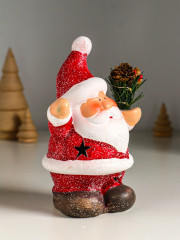 Фигурка светящаяся «Дед Мороз в красной шубке с еловой веточкой» - Фото 2