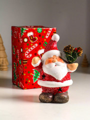 Фигурка светящаяся «Дед Мороз в красной шубке с еловой веточкой» - Фото 5