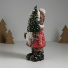 Фигурка светящаяся «Малышка в красном пальто, с ёлочкой и лосиком» - Фото 3